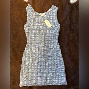 Monteau Plaid Tweed Mini Dress